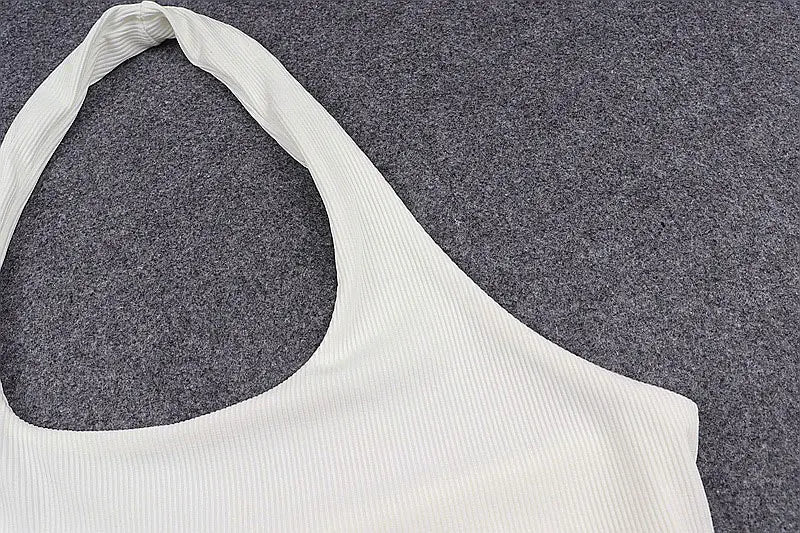 White Halter Sexy Backless Tank Tops for Women Streetwear 2024 Sleeveless Ribbed Knit Vest Top Cropped Feminino - MAGUSTA BEAUTY