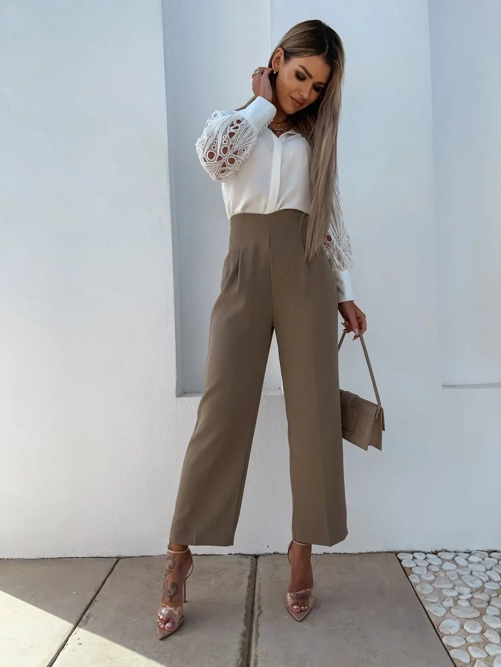 White Sexy Lace Hollow Out Women Blouse Autumn 2025 Spring Black Top Vintage Button Up Shirts Long Sleeve Mesh Design Tops 19948 - MAGUSTA BEAUTY