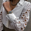 White Sexy Lace Hollow Out Women Blouse Autumn 2025 Spring Black Top Vintage Button Up Shirts Long Sleeve Mesh Design Tops 19948 - MAGUSTA BEAUTY
