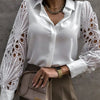White Sexy Lace Hollow Out Women Blouse Autumn 2025 Spring Black Top Vintage Button Up Shirts Long Sleeve Mesh Design Tops 19948 - MAGUSTA BEAUTY