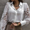 White Sexy Lace Hollow Out Women Blouse Autumn 2025 Spring Black Top Vintage Button Up Shirts Long Sleeve Mesh Design Tops 19948 - MAGUSTA BEAUTY