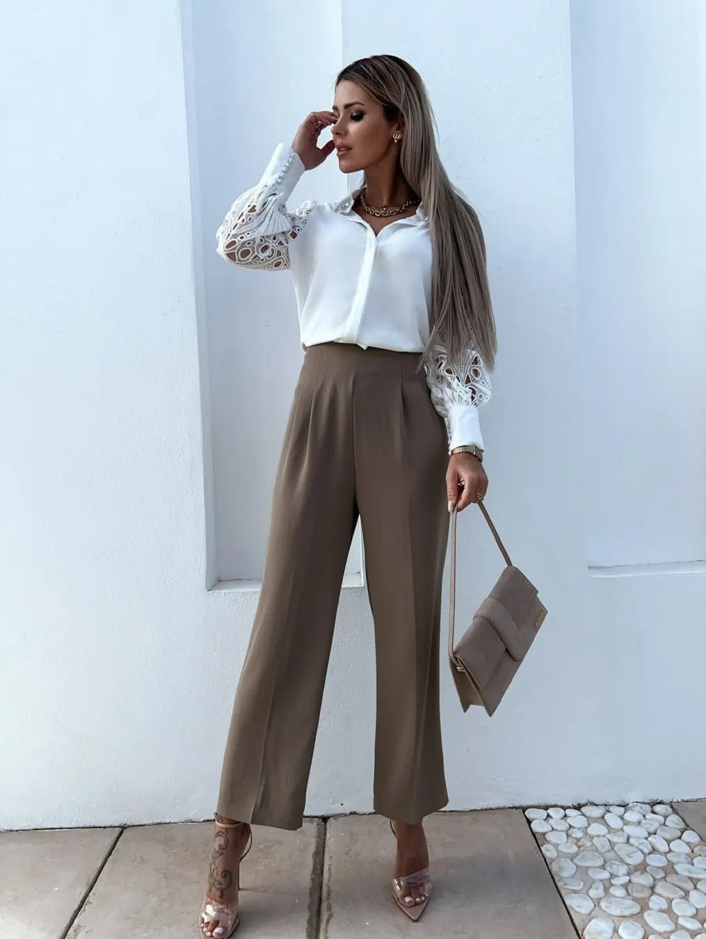 White Sexy Lace Hollow Out Women Blouse Autumn 2025 Spring Black Top Vintage Button Up Shirts Long Sleeve Mesh Design Tops 19948 - MAGUSTA BEAUTY