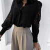 White Sexy Lace Hollow Out Women Blouse Autumn 2025 Spring Black Top Vintage Button Up Shirts Long Sleeve Mesh Design Tops 19948 - MAGUSTA BEAUTY