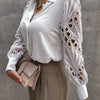 White Sexy Lace Hollow Out Women Blouse Autumn 2025 Spring Black Top Vintage Button Up Shirts Long Sleeve Mesh Design Tops 19948 - MAGUSTA BEAUTY