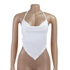 White Sleeveless Sexy Halter Rhombus Crop Tops For Women Rave Festival Backless Lacing Cropped Tops Summer Unpadded Camisole - MAGUSTA BEAUTY