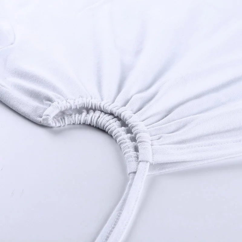 White T-shirt Crop Tops Women Summer Short Sleeve Solid Round Neck Short Tee Top Drawstring Slim Fashion Female Shirts - MAGUSTA BEAUTY