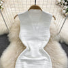White/Black Sexy Summer Knit Strap Dress Women Tank V Neck Elatic Waist Bodycon Sundress Female Beach Midi Dress - MAGUSTA BEAUTY