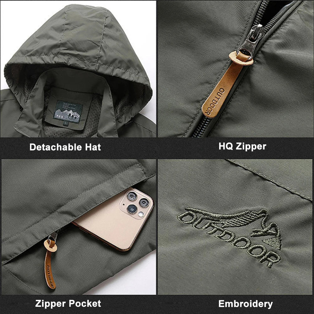 Windbreaker Men Tactical Jacket Waterproof Outdoor Hooded Coat Sports Military European Size S-5XL Field Climbing Thin Outwear - MAGUSTA BEAUTY