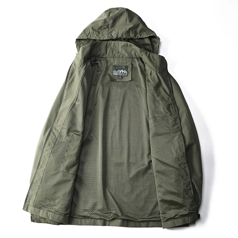 Windbreaker Men Tactical Jacket Waterproof Outdoor Hooded Coat Sports Military European Size S-5XL Field Climbing Thin Outwear - MAGUSTA BEAUTY