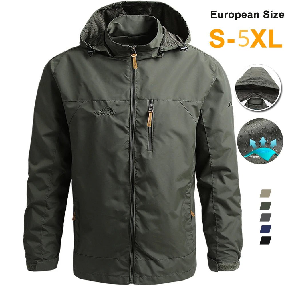 Windbreaker Men Tactical Jacket Waterproof Outdoor Hooded Coat Sports Military European Size S-5XL Field Climbing Thin Outwear - MAGUSTA BEAUTY