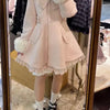 Winter New Japanese Sweet Bow Slim Medium Long Woolen Coat Faux Fur Collar Lolita Girl Women's Pink White Wool Jacket Overcoat - MAGUSTA BEAUTY