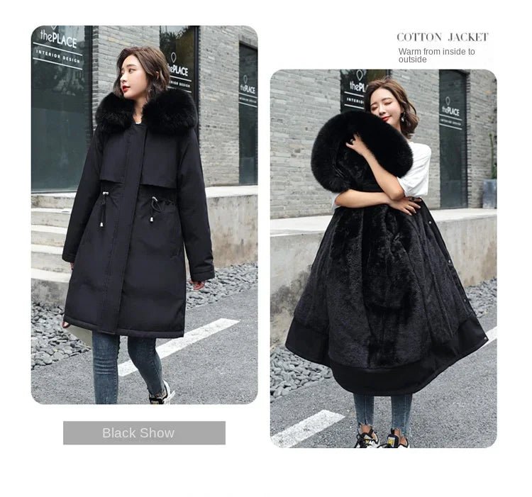 Winter Parka 2024 New Women Jacket Clothes Long Coat Wool Liner Hooded Jacket Fur Collar Thick Warm Snow Wear Fashion Parka - MAGUSTA BEAUTY