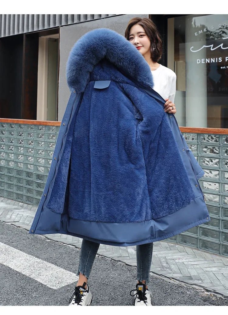 Winter Parka 2024 New Women Jacket Clothes Long Coat Wool Liner Hooded Jacket Fur Collar Thick Warm Snow Wear Fashion Parka - MAGUSTA BEAUTY