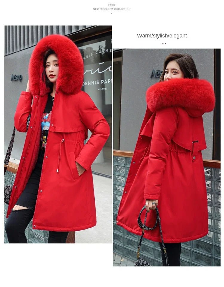 Winter Parka 2024 New Women Jacket Clothes Long Coat Wool Liner Hooded Jacket Fur Collar Thick Warm Snow Wear Fashion Parka - MAGUSTA BEAUTY