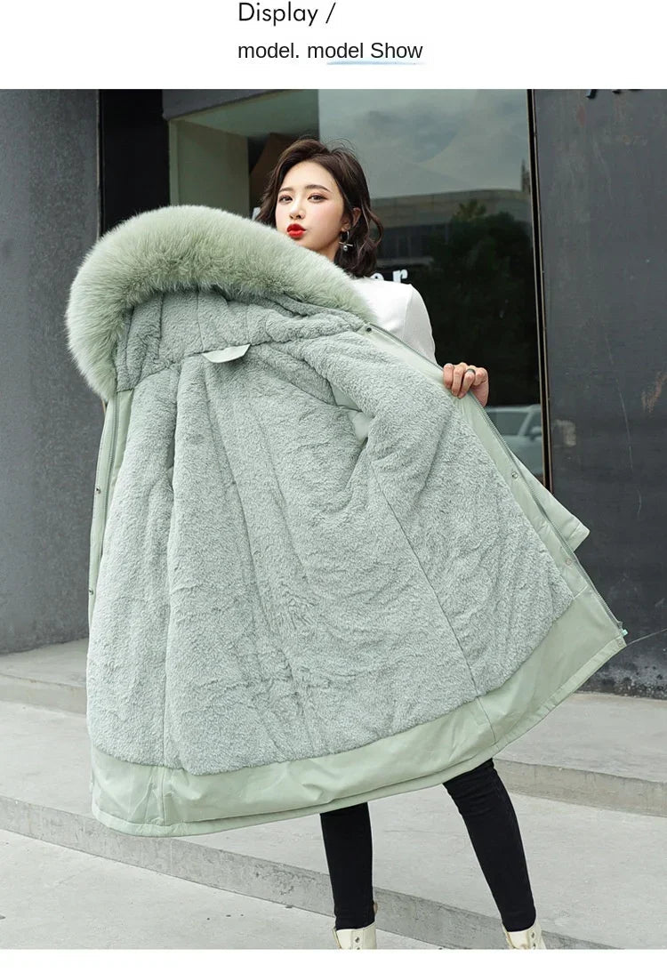 Winter Parka 2024 New Women Jacket Clothes Long Coat Wool Liner Hooded Jacket Fur Collar Thick Warm Snow Wear Fashion Parka - MAGUSTA BEAUTY