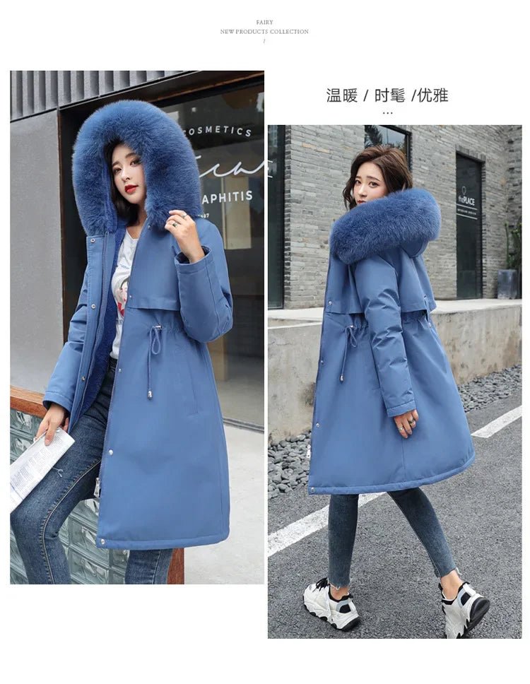 Winter Parka 2024 New Women Jacket Clothes Long Coat Wool Liner Hooded Jacket Fur Collar Thick Warm Snow Wear Fashion Parka - MAGUSTA BEAUTY