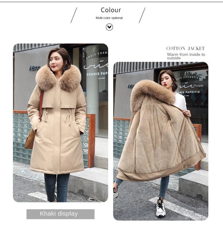 Winter Parka 2024 New Women Jacket Clothes Long Coat Wool Liner Hooded Jacket Fur Collar Thick Warm Snow Wear Fashion Parka - MAGUSTA BEAUTY