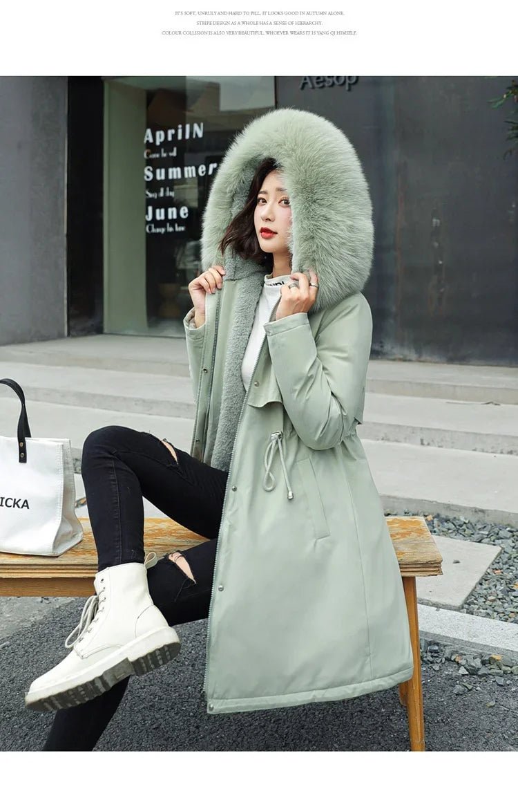 Winter Parka 2024 New Women Jacket Clothes Long Coat Wool Liner Hooded Jacket Fur Collar Thick Warm Snow Wear Fashion Parka - MAGUSTA BEAUTY