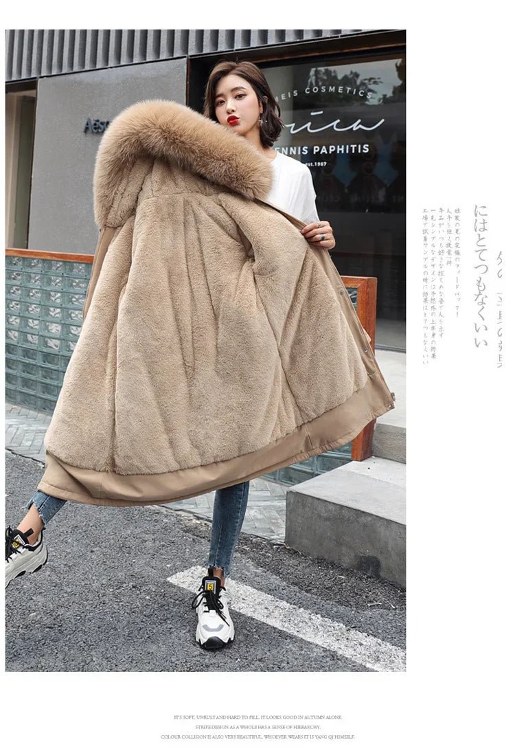 Winter Parka 2024 New Women Jacket Clothes Long Coat Wool Liner Hooded Jacket Fur Collar Thick Warm Snow Wear Fashion Parka - MAGUSTA BEAUTY