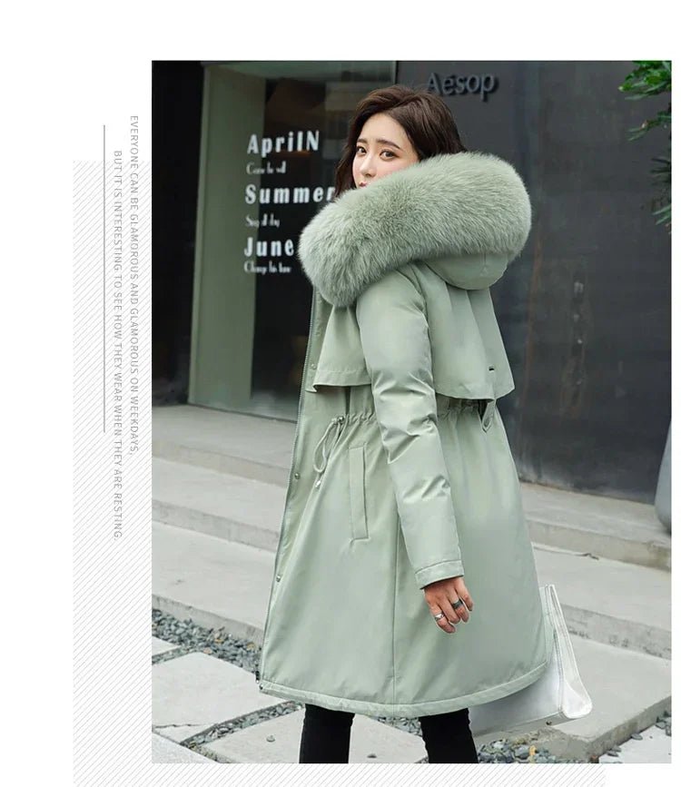 Winter Parka 2024 New Women Jacket Clothes Long Coat Wool Liner Hooded Jacket Fur Collar Thick Warm Snow Wear Fashion Parka - MAGUSTA BEAUTY