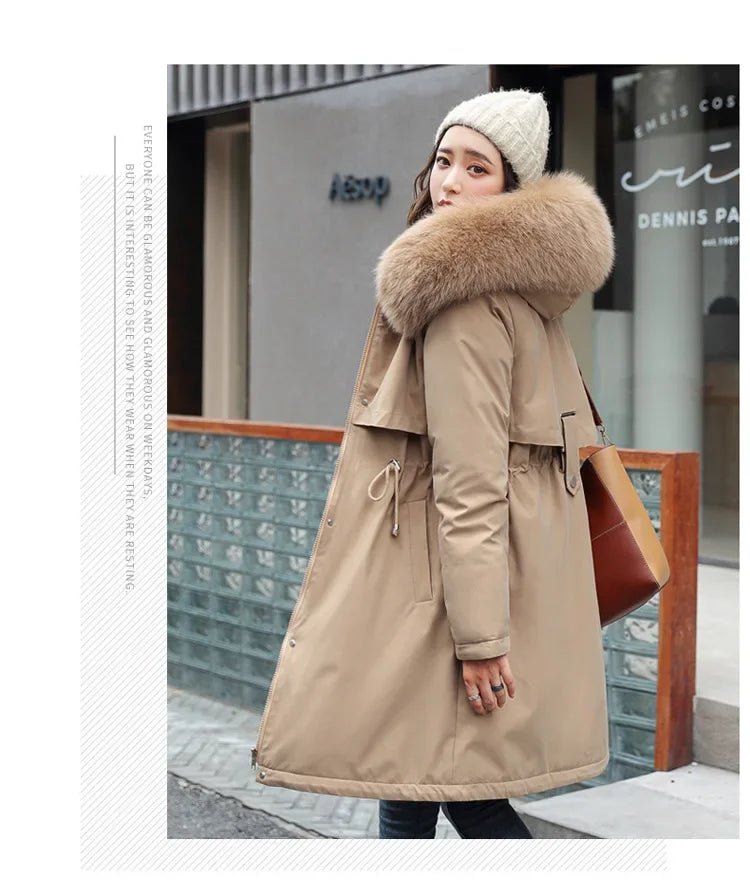 Winter Parka 2024 New Women Jacket Clothes Long Coat Wool Liner Hooded Jacket Fur Collar Thick Warm Snow Wear Fashion Parka - MAGUSTA BEAUTY
