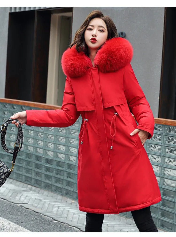 Winter Parka 2024 New Women Jacket Clothes Long Coat Wool Liner Hooded Jacket Fur Collar Thick Warm Snow Wear Fashion Parka - MAGUSTA BEAUTY