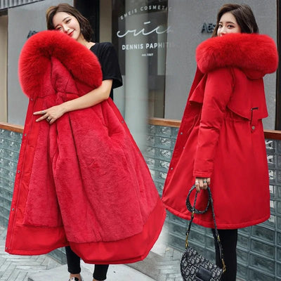 Winter Parka 2024 New Women Jacket Clothes Long Coat Wool Liner Hooded Jacket Fur Collar Thick Warm Snow Wear Fashion Parka - MAGUSTA BEAUTY