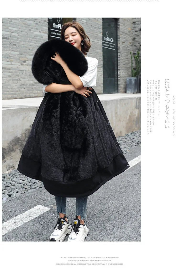 Winter Parka 2024 New Women Jacket Clothes Long Coat Wool Liner Hooded Jacket Fur Collar Thick Warm Snow Wear Fashion Parka - MAGUSTA BEAUTY