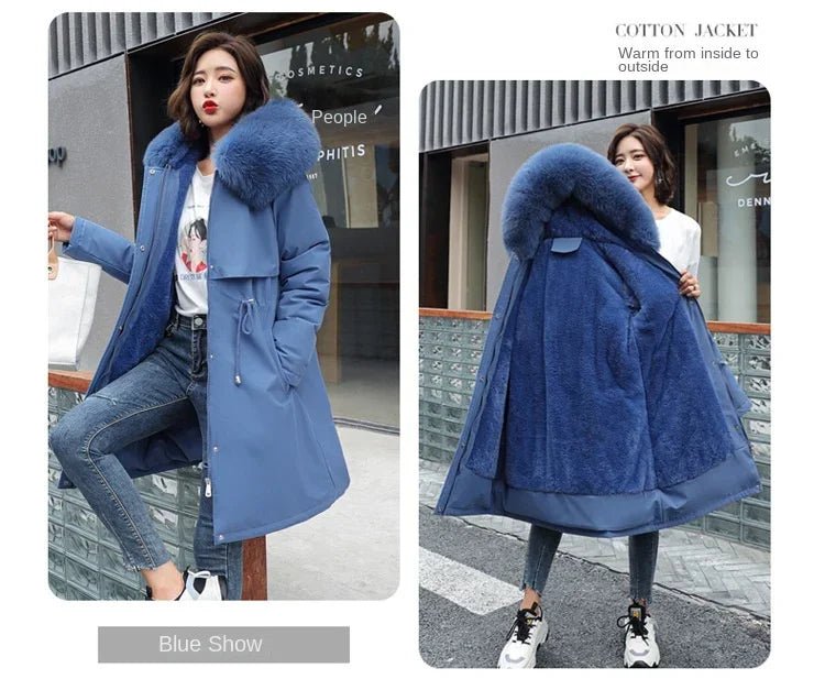 Winter Parka 2024 New Women Jacket Clothes Long Coat Wool Liner Hooded Jacket Fur Collar Thick Warm Snow Wear Fashion Parka - MAGUSTA BEAUTY