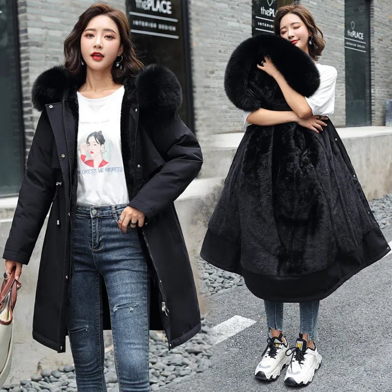Winter Parka 2024 New Women Jacket Clothes Long Coat Wool Liner Hooded Jacket Fur Collar Thick Warm Snow Wear Fashion Parka - MAGUSTA BEAUTY