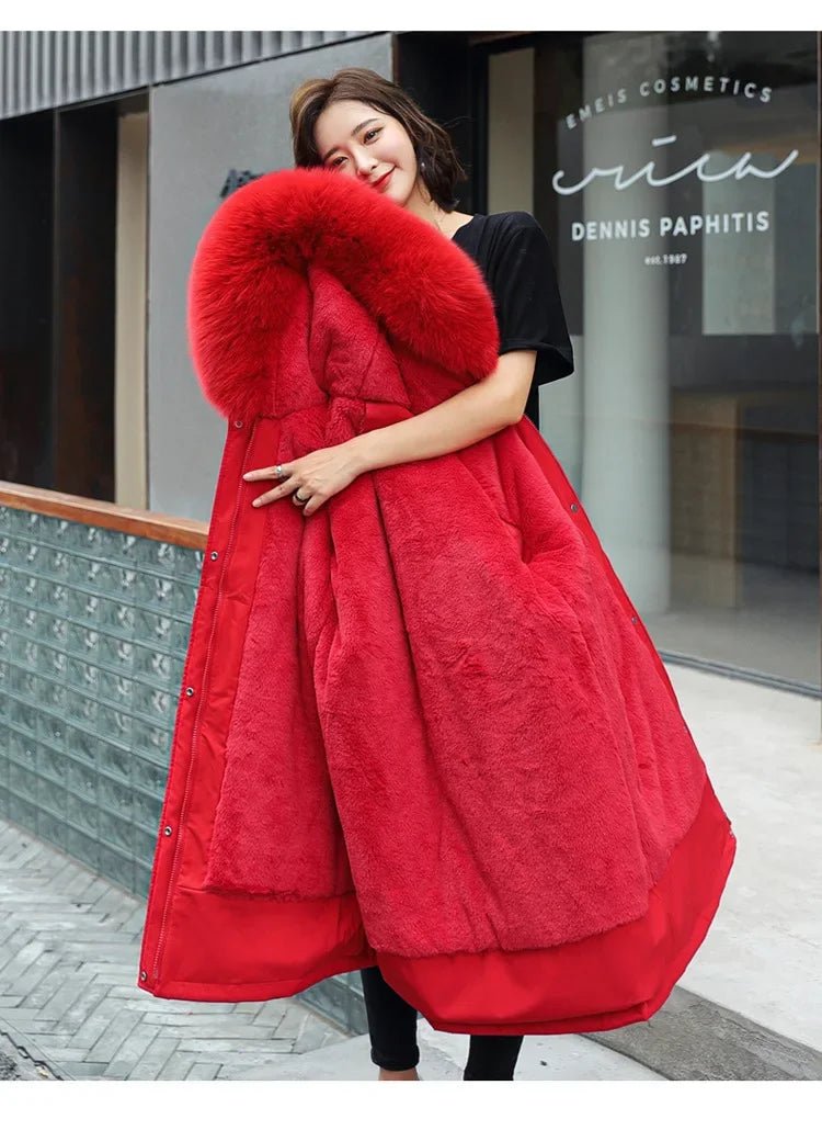Winter Parka 2024 New Women Jacket Clothes Long Coat Wool Liner Hooded Jacket Fur Collar Thick Warm Snow Wear Fashion Parka - MAGUSTA BEAUTY