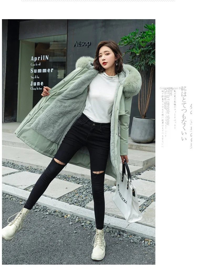 Winter Parka 2024 New Women Jacket Clothes Long Coat Wool Liner Hooded Jacket Fur Collar Thick Warm Snow Wear Fashion Parka - MAGUSTA BEAUTY