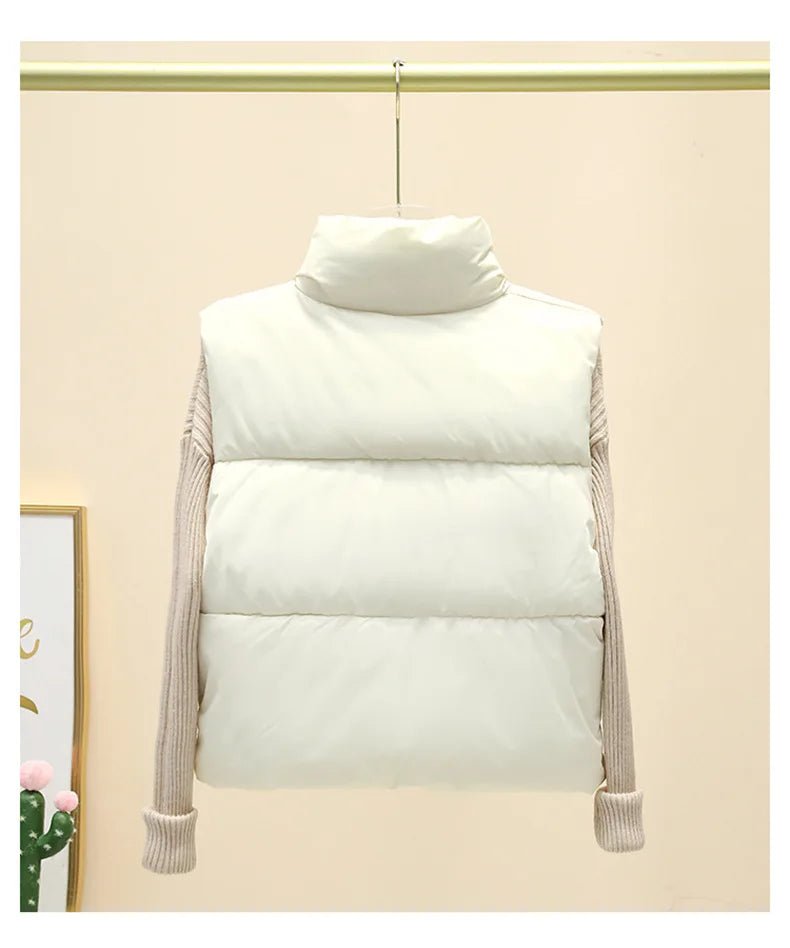 Winter Short Down Sleeveless Vest Women Warm Stand Collar Zipper Jacket Casual Fashion Quilted Cropped Coats Street Outerwears - MAGUSTA BEAUTY