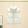 Winter Short Down Sleeveless Vest Women Warm Stand Collar Zipper Jacket Casual Fashion Quilted Cropped Coats Street Outerwears - MAGUSTA BEAUTY