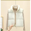 Winter Short Down Sleeveless Vest Women Warm Stand Collar Zipper Jacket Casual Fashion Quilted Cropped Coats Street Outerwears - MAGUSTA BEAUTY