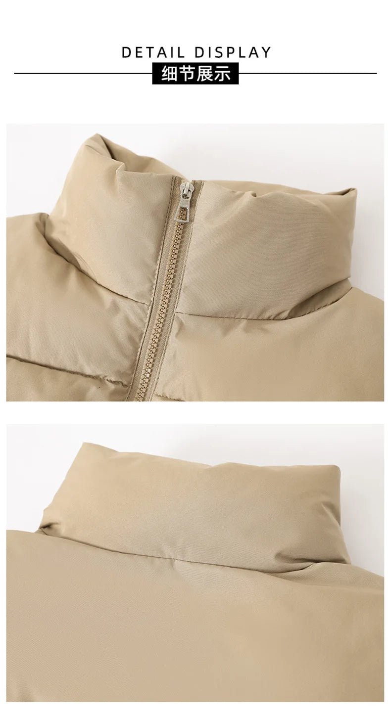 Winter Short Down Sleeveless Vest Women Warm Stand Collar Zipper Jacket Casual Fashion Quilted Cropped Coats Street Outerwears - MAGUSTA BEAUTY