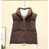 Winter Short Down Sleeveless Vest Women Warm Stand Collar Zipper Jacket Casual Fashion Quilted Cropped Coats Street Outerwears - MAGUSTA BEAUTY