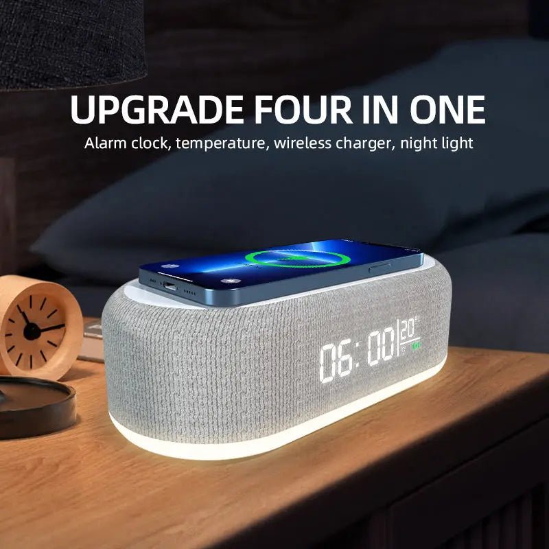 Wireless Charger Alarm Clock Time LED Light Thermometer Earphone Phone Charger 15W Fast Charging Dock Station for iPhone Samsung - MAGUSTA BEAUTY