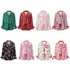 Women 2 Piece Christmas Pajamas Cute Bow Tie Long Sleeve Santa Claus Shirts Ruffles Boxer Shorts Satin Silk Xmas Pjs Sets - MAGUSTA BEAUTY