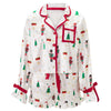 Women 2 Piece Christmas Pajamas Cute Bow Tie Long Sleeve Santa Claus Shirts Ruffles Boxer Shorts Satin Silk Xmas Pjs Sets - MAGUSTA BEAUTY
