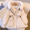 Women Autumn Winter Fashion Coats Korean Hooded Drawstring Padded Jackets Solid Female Casual Street Outfit Coat Zip Up Parkas - MAGUSTA BEAUTY