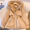 Women Autumn Winter Fashion Coats Korean Hooded Drawstring Padded Jackets Solid Female Casual Street Outfit Coat Zip Up Parkas - MAGUSTA BEAUTY
