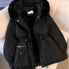 Women Autumn Winter Fashion Coats Korean Hooded Drawstring Padded Jackets Solid Female Casual Street Outfit Coat Zip Up Parkas - MAGUSTA BEAUTY