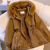 Women Autumn Winter Fashion Coats Korean Hooded Drawstring Padded Jackets Solid Female Casual Street Outfit Coat Zip Up Parkas - MAGUSTA BEAUTY