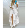Women Boho Printed Long Shirts Dress Summer Turn-down Collar Long Sleeve Party Dress Female Casual Evening Maxi Dresses Vestidos - MAGUSTA BEAUTY
