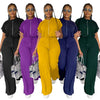 Women Casual Round Neck Drawstring Short Sleeve Top & High Waist Pants Set Summer Solid Two Piece Suit Sets Outfits Set Female - MAGUSTA BEAUTY