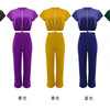 Women Casual Round Neck Drawstring Short Sleeve Top & High Waist Pants Set Summer Solid Two Piece Suit Sets Outfits Set Female - MAGUSTA BEAUTY