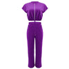 Women Casual Round Neck Drawstring Short Sleeve Top & High Waist Pants Set Summer Solid Two Piece Suit Sets Outfits Set Female - MAGUSTA BEAUTY