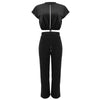 Women Casual Round Neck Drawstring Short Sleeve Top & High Waist Pants Set Summer Solid Two Piece Suit Sets Outfits Set Female - MAGUSTA BEAUTY