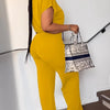 Women Casual Round Neck Drawstring Short Sleeve Top & High Waist Pants Set Summer Solid Two Piece Suit Sets Outfits Set Female - MAGUSTA BEAUTY